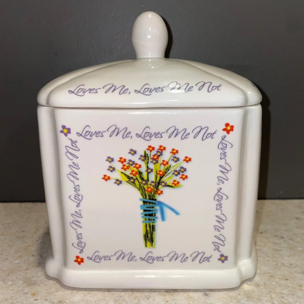 Tea Caddy Biscuit Box Jar Porcelain with Tea Bag Strainer Holder Shabby Chic
